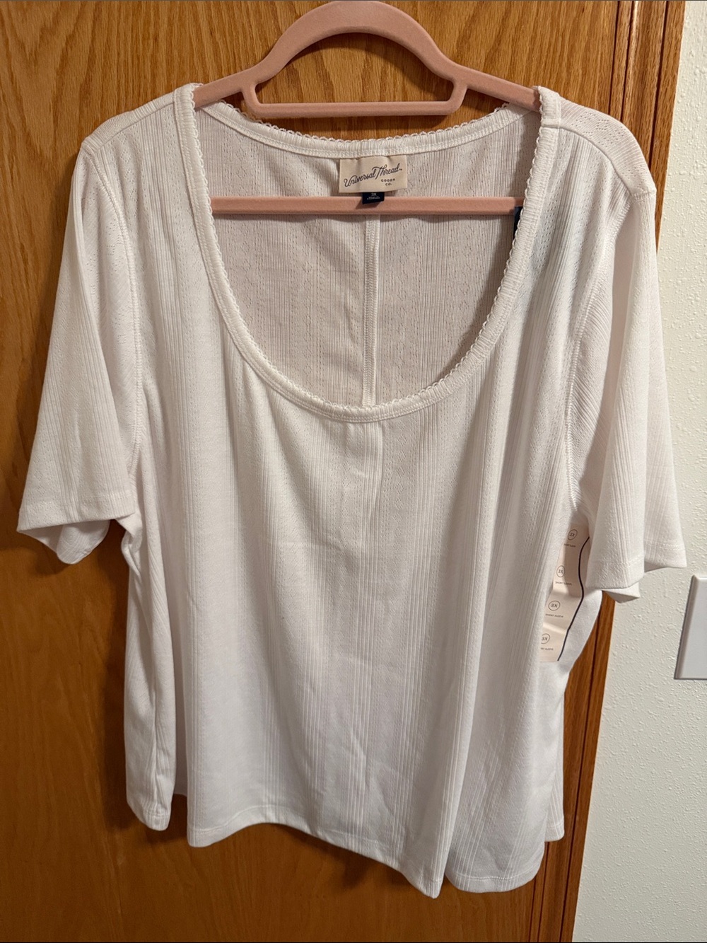 🫶🏼3 for $12!!🫶🏼Universal Thread White Scoop Neck Ribbed Short Sleeve Tee